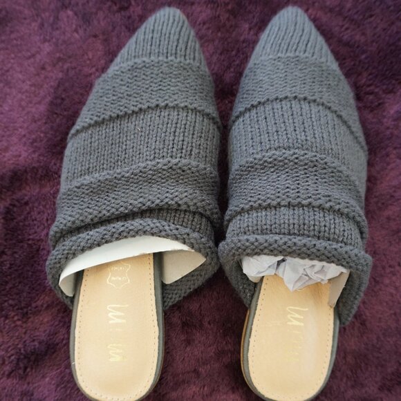 Miim Women's Grey leather sweater Loafers - Picture 1 of 6